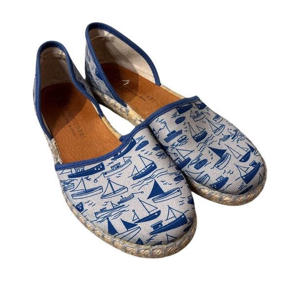 Eric Michael Blue Boat Print Espadrilles Size 7 - Picture 1 of 6